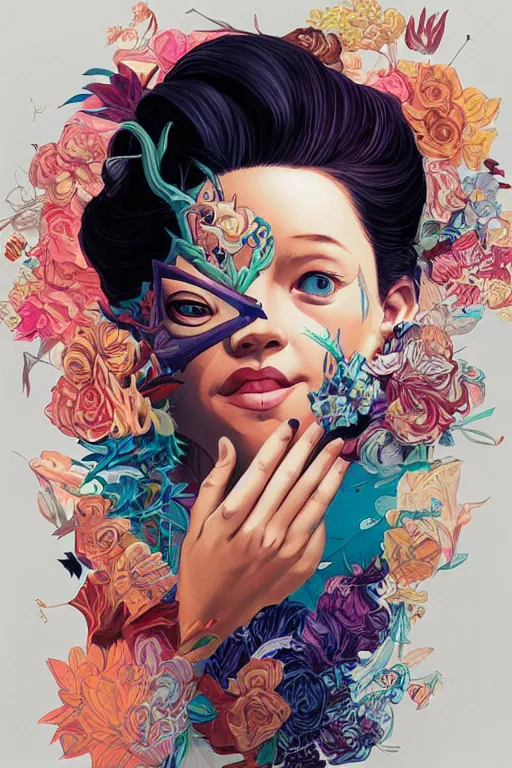 Prompt: a human smiling cute, Tristan Eaton, victo ngai, artgerm, RHADS, ross draws