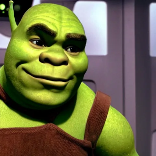 Image similar to A still of Shrek as Han Solo in Star Trek The Empire Strikes Back. Extremely detailed. Beautiful. 4K. Award winning.