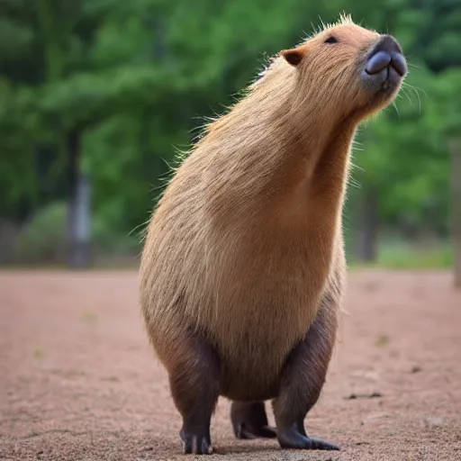 Prompt: Capybara hopping through space