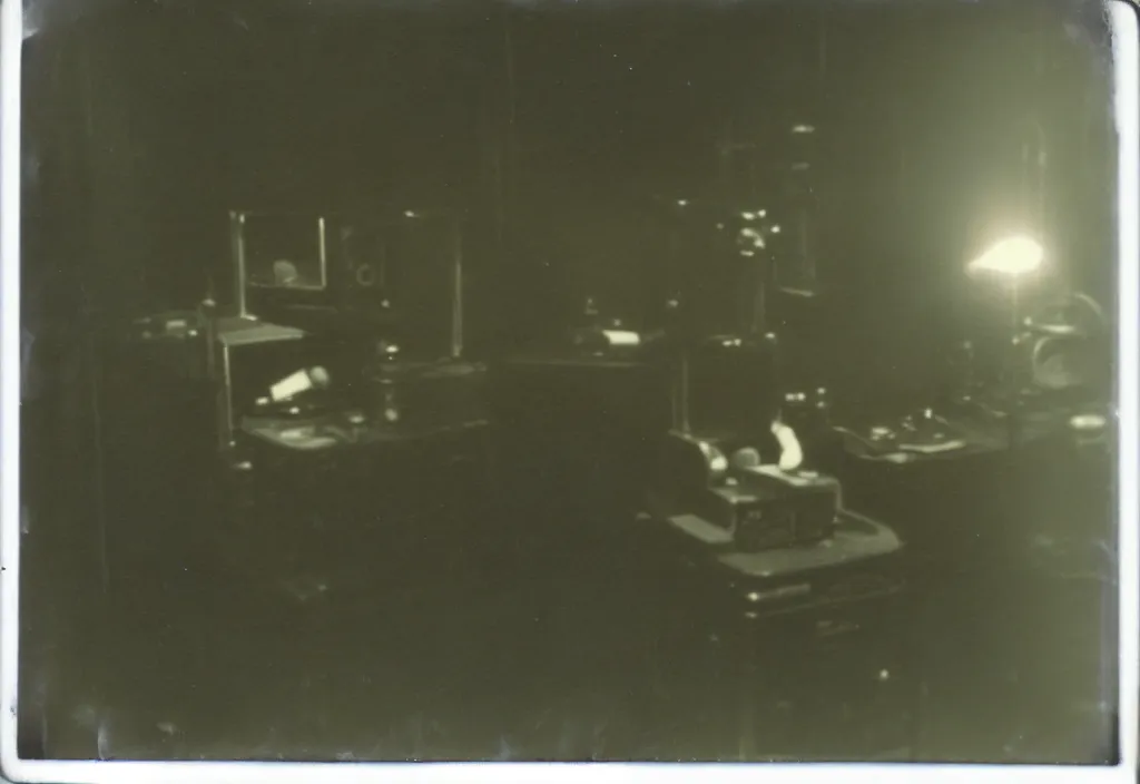 Prompt: dark old polaroid of an weird monster in a military lab