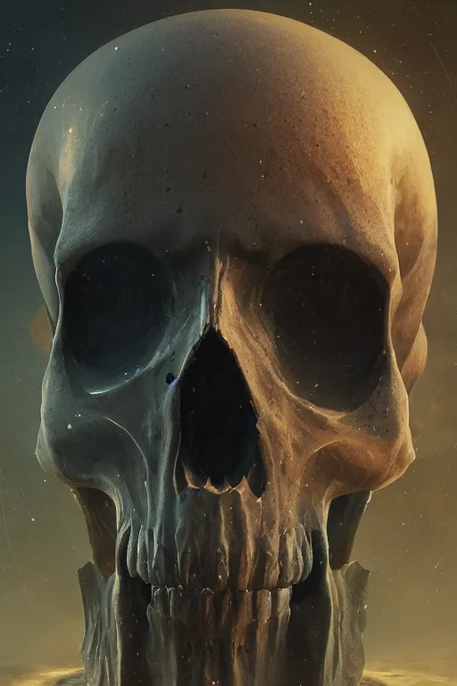 Image similar to atlantis skull, close - up portrait, powerfull, intricate, elegant, volumetric lighting, scenery, digital painting, highly detailed, artstation, sharp focus, illustration, concept art, ruan jia, steve mccurry