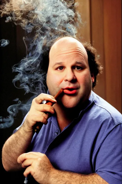 Prompt: portrait photo of george constanza, jason alexander!!, smoking a pipe, atmospheric