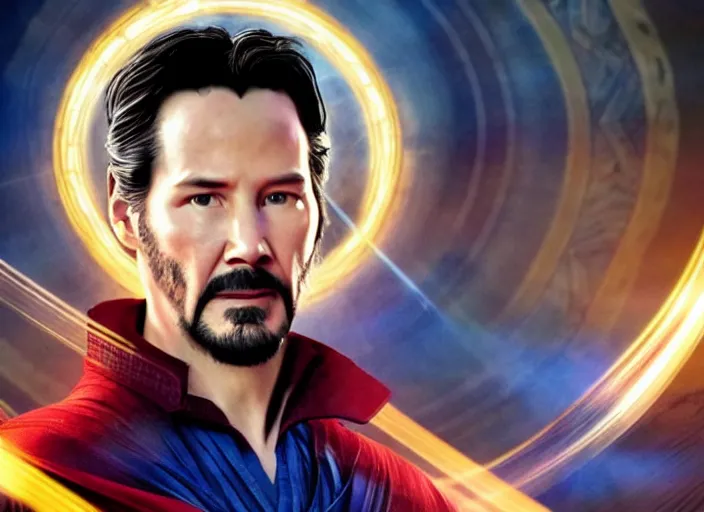 Image similar to movie still of keanu reeves as doctor strange