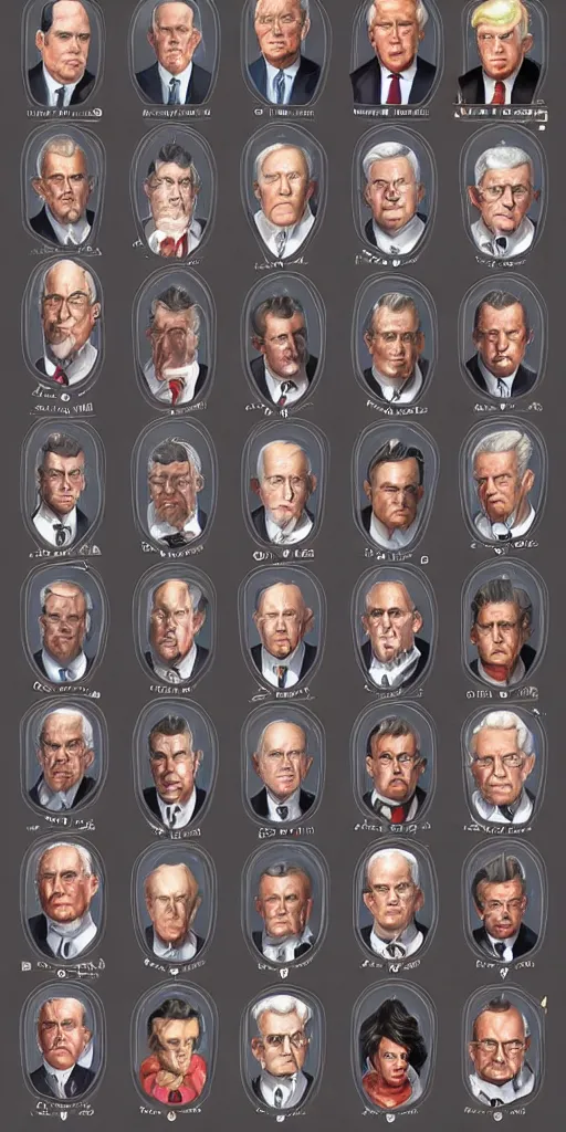 Image similar to symmetry!! all the presidents of usa, very detailed, perfect lighting, perfect composition, 4 k, artgerm, derek zabrocki, greg rutkowski