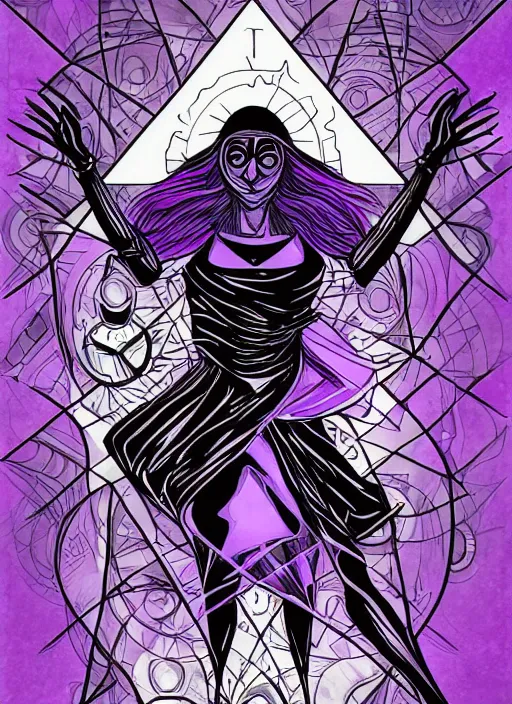 Image similar to tarot card of magnetism, modern design, digital art, stylish, black and purple, sharp inks, trending on artstation