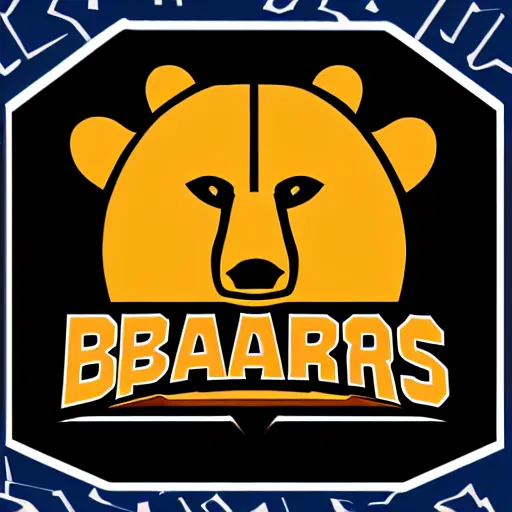 Image similar to A logo for the Bears sports team with a bear mascot grasping a Rugby Union football, vector, graphic design, 3D lettering, NFL, NBA