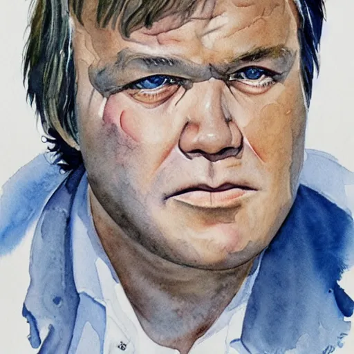 Prompt: watercolor portrait of joe don baker from mitchell ( 1 9 7 5 ), highly detailed, centered