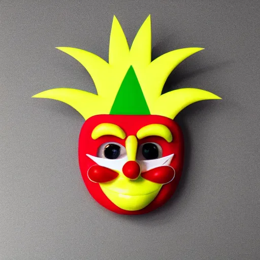 Image similar to an pineapple with a clownmask