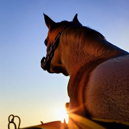 Prompt: a frog on the back of a horse riding into the sunset, realistic photography 8k