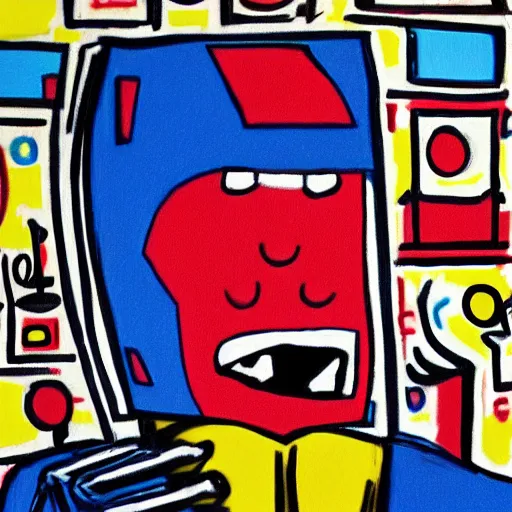 Image similar to “Homestar Runner by Basquiat, trending on artstation, 8k, highly detailed”