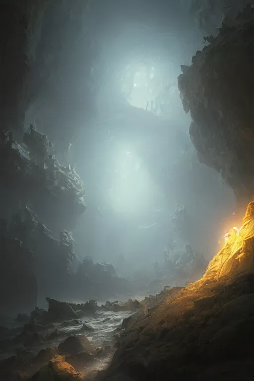 Image similar to the island of souls, an epic painting, volumetric lighting, intricate, elegant, highly detailed, digital painting, artstation, concept art, smooth, sharp focus, art by greg rutkowski