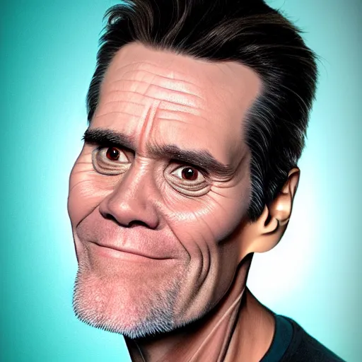 Prompt: a portrait of jim carrey wearing mechanical implants on the face