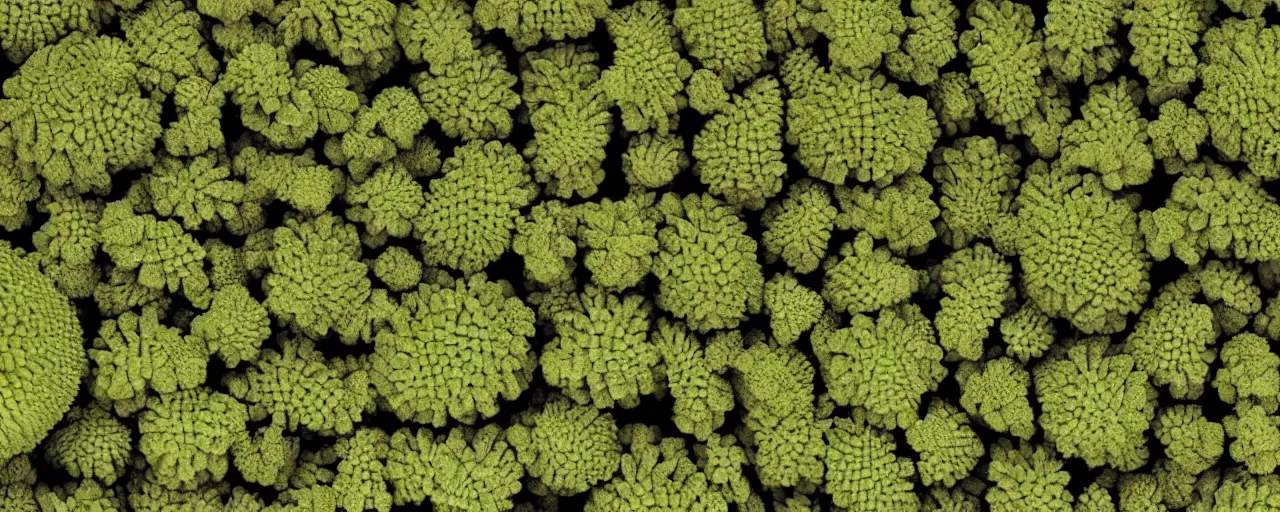 Image similar to city made of romanesco broccoli, close up, depth of field, photorealistic