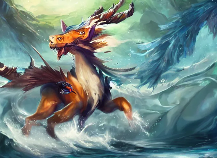 Prompt: champion splashart of river spirit animal