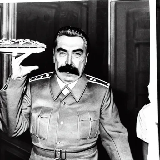 Prompt: Joseph Stalin eats a burger