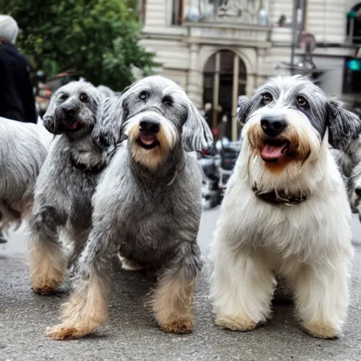 Image similar to an avalanche of zwergschnauzers in the city