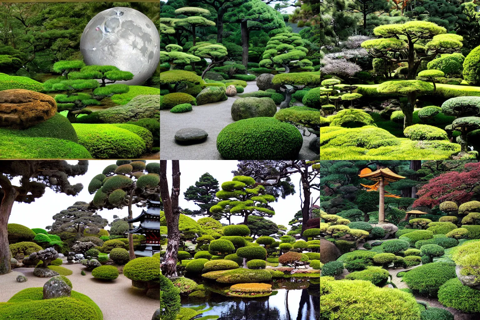 Prompt: japanese tea garden on the moon