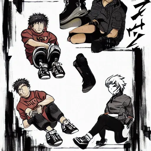 Image similar to nike campaign in the style of dorohedoro