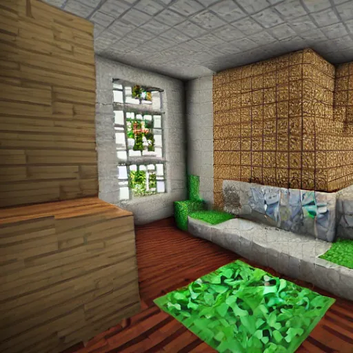 Prompt: minecraft interior of a house, chic, fancy, decorated