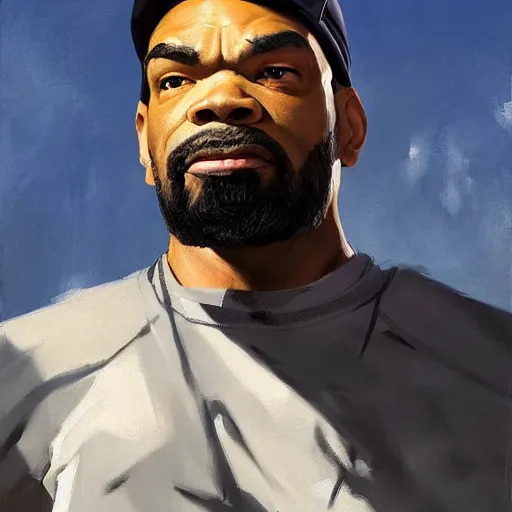 Image similar to greg manchess portrait painting of method man overwatch character, medium shot, asymmetrical, profile picture, organic painting, sunny day, matte painting, bold shapes, hard edges, street art, trending on artstation, by huang guangjian and gil elvgren and sachin teng