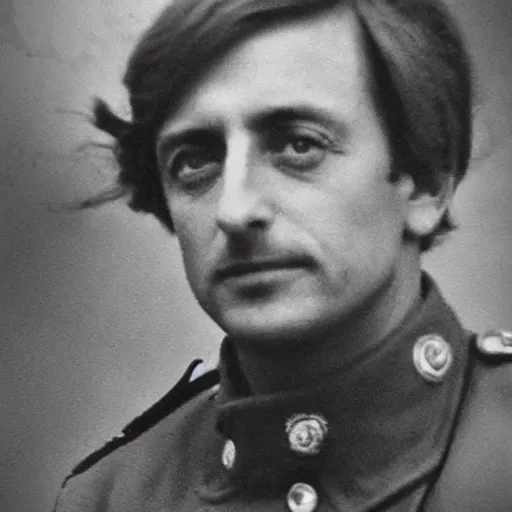 Image similar to Richard Hammond as a officer during WW2, grainy monochrome photo