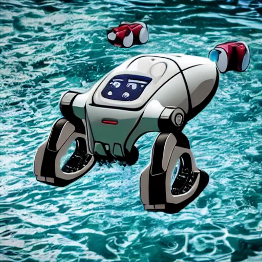 Image similar to extremely detailed photo of a robot swimming in the water, accurate