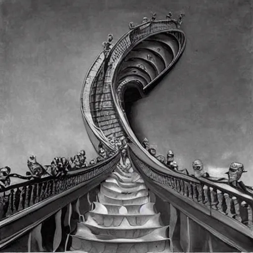 Image similar to infinite staircase by dali