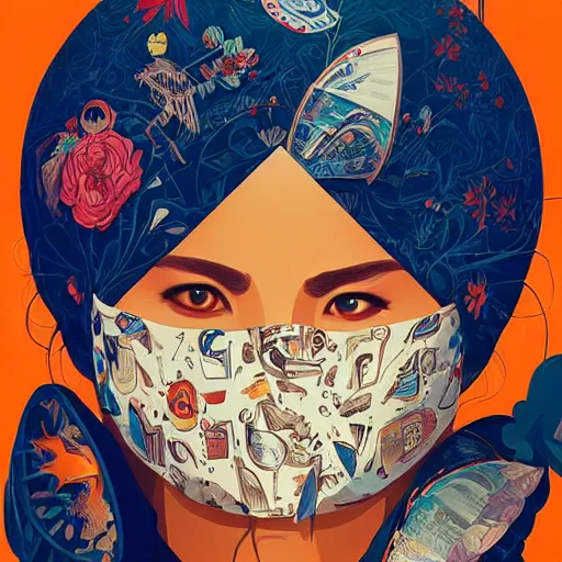 Image similar to portrait of people with sanitary mask, Tristan Eaton, artgerm, Victo Ngai, RHADS, ross draws