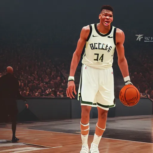 Prompt: giannis antetokounmpo as zeus, aesthetic octane render, 8 k hyperrealistic