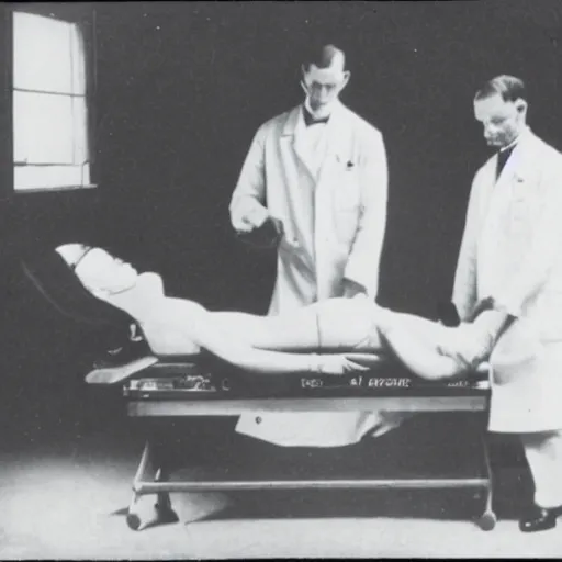 Image similar to Theory of Body Transfer as seen in an old medical instruction book, year 1920, photo taken in an archive lab