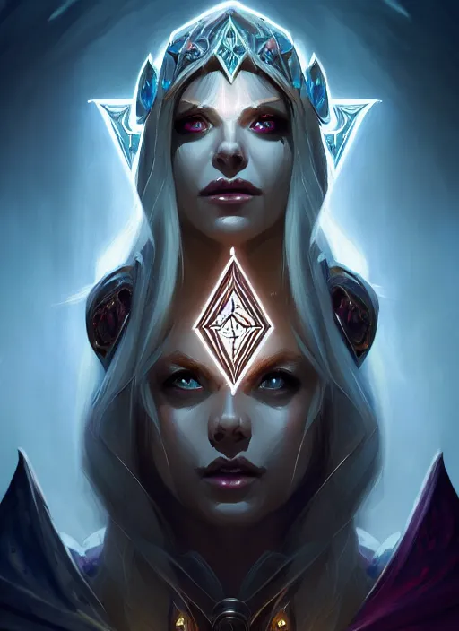 Image similar to portrait of sylvanas windrunner, evil, geometric runes, souls of the dead glowing, intricate, elegant, glowing lights, highly detailed, digital painting, artstation, concept art, smooth, sharp focus, illustration, art by wlop, mars ravelo and greg rutkowski