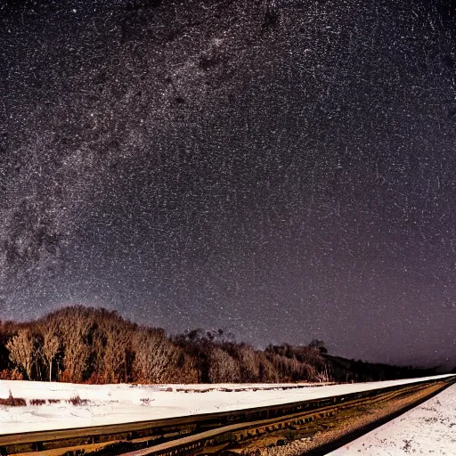 Image similar to a night train rushes through the milky way, winter