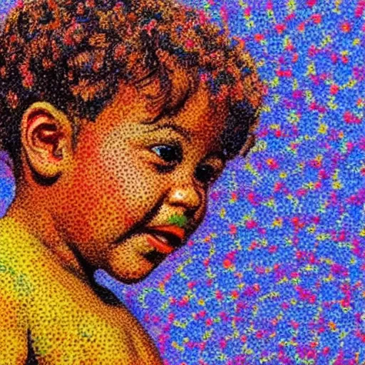 Image similar to you can make money off of the aids baby, impressionist, pointillism, hd, 4 k