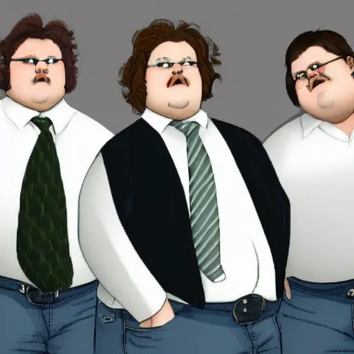 Prompt: Fat versions of Harry, Ron, and Hermionie