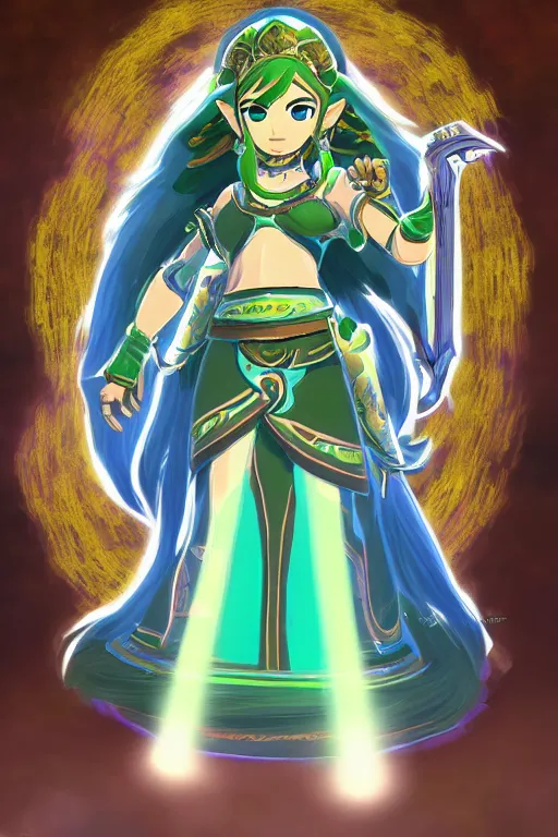 Image similar to a portrait of lady palutena from the legend of zelda breath of the wild, breath of the wild art style.