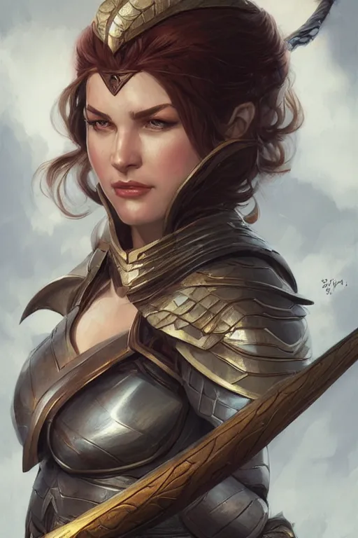 Image similar to amazon valkyrie athena, d & d, fantasy, portrait, highly detailed, headshot, digital painting, trending on artstation, concept art, sharp focus, illustration, art by artgerm and greg rutkowski and magali villeneuve