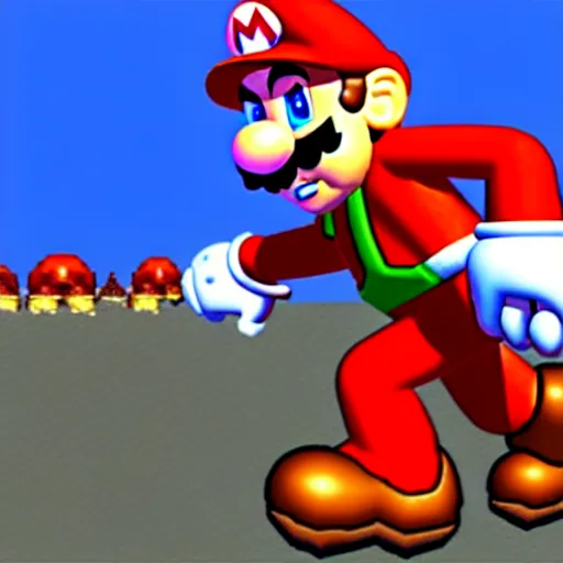 Prompt: mario in doom 6 4