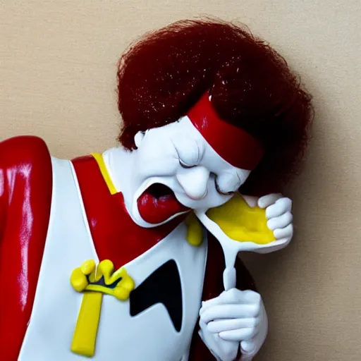 Image similar to ronald mcdonald puking vomiting