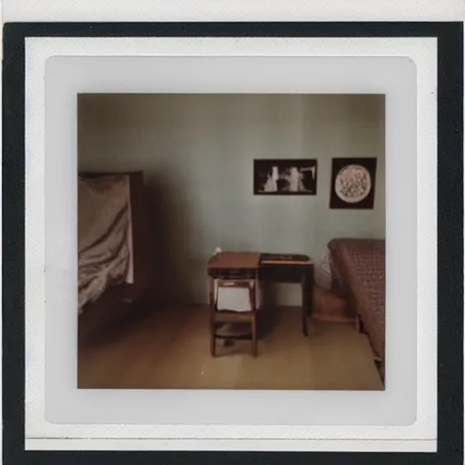 Image similar to Liminal spaces, interiors, polaroid photograph