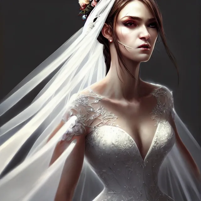 Prompt: epic professional digital art bridal gown portrait of 🥷💂‍♀️👰‍♀️,best on artstation, cgsociety, wlop, Behance, pixiv, astonishing, impressive, outstanding, epic, cinematic, stunning, gorgeous, concept artwork, much detail, much wow, masterpiece.