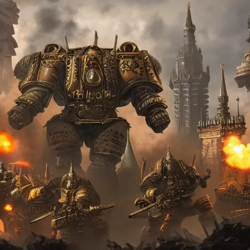 Image similar to Moscow in warhammer 40000 , 4k, 8k, top cinematic lighting , cinematic mood, very detailed, small details, realistic illustration, hyperrealism