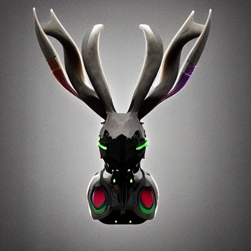 Image similar to cyborg jackalope cyberpunk, 3D render, 8k HD, centered, simple design