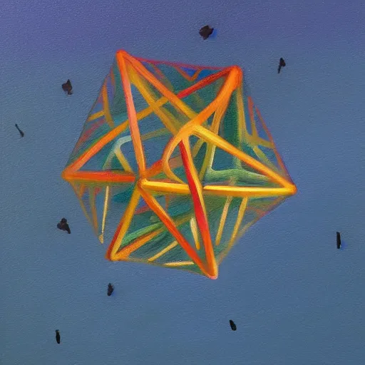 Prompt: a painting of an icosahedron