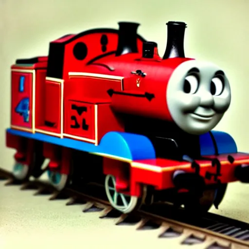 Prompt: evil thomas the tank engine with mechanical spider legs