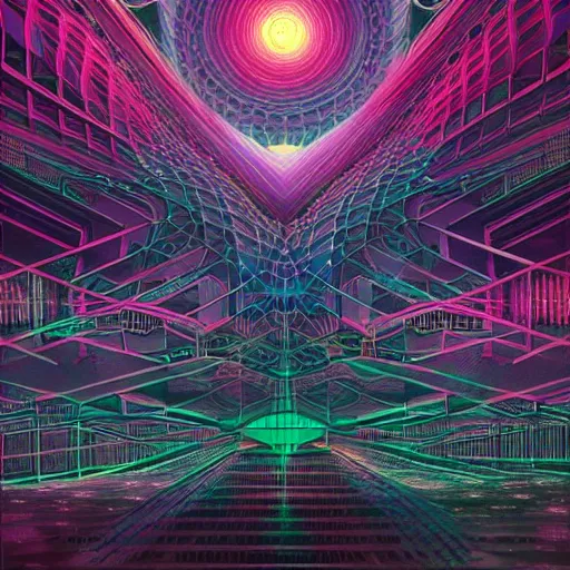 Image similar to matte painting of the sacred geometry of cyberpunk, brilliant colors, extremely detailed, very very detailed, in the style of alena aenami by Alex grey, HD, 4k, 8k