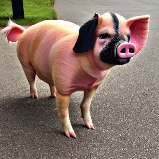 Image similar to a fusion of a dog and a pig