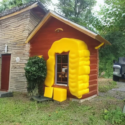 Prompt: house made out of cheese