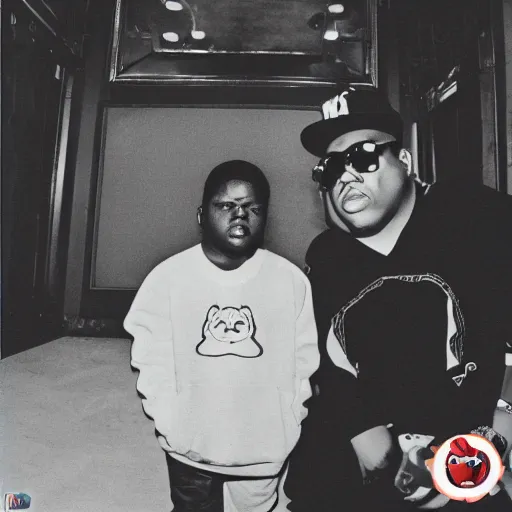 Prompt: Biggie Smalls and Stuart Little, high quality photo, hip hop album cover