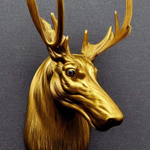 Image similar to an intricate golden model of a swedish moose