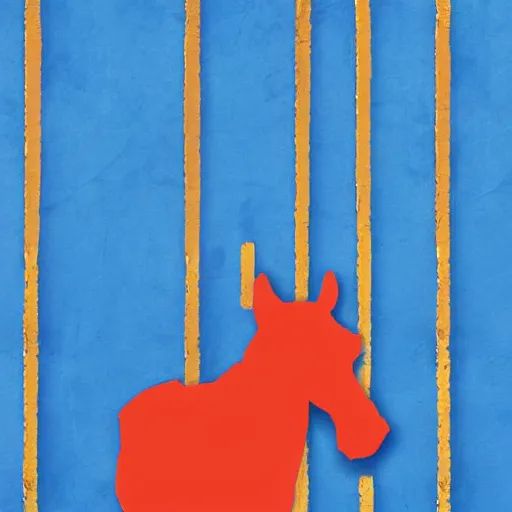 Image similar to logo of a horse head statue , background from blue to red